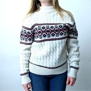 Vintage 70's Lord Jeff Cable Knit Turtleneck Sweater - M